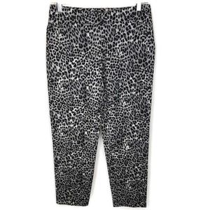 WHBM Black/Gray ANIMAL PRINT Slim Ankle CAPRI Pant